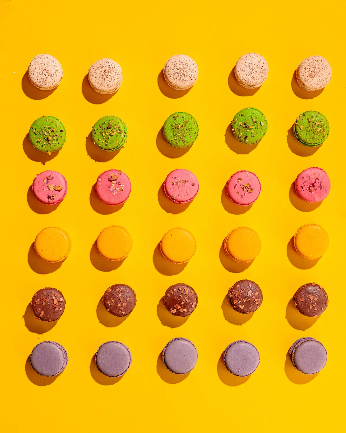 Macarons on yellow